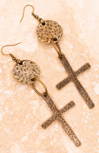 Copper Cross Earrings