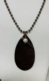 Tear Drop Brown Leather Pearl