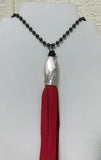 Silver Spoon Necklace - Black, White and Teal