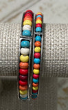 Stretch Multi Color Silver Bracelets-Set
