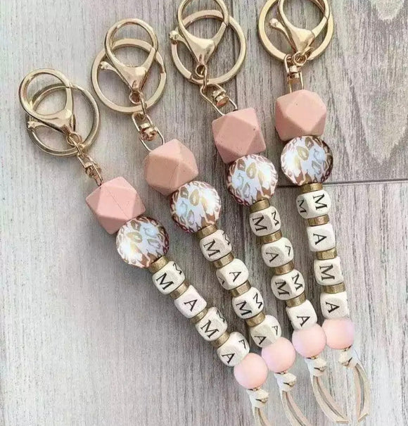 White Mama Tassel Keychain