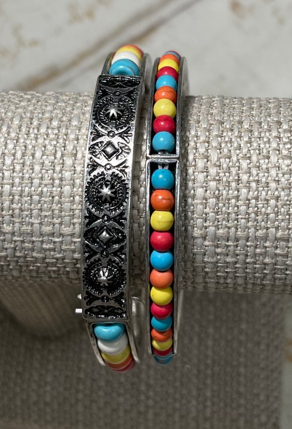 Stretch Multi Color Silver Bracelets-Set