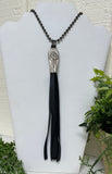 Silver Spoon Necklace - Black, White and Teal