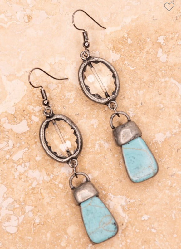 Lariat Teal Stone Earrings