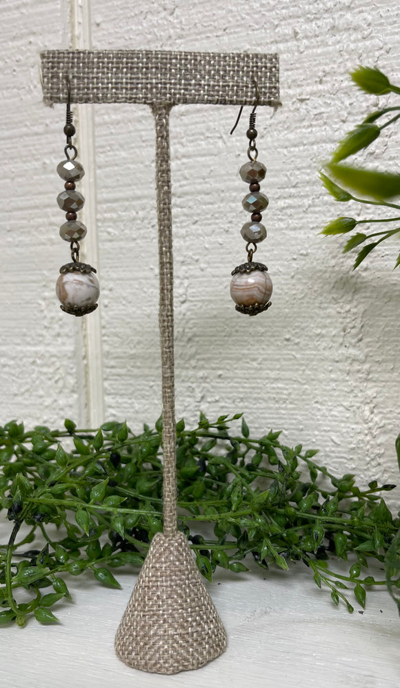 Flower Champagne Dangle Earrings