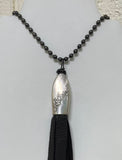 Silver Spoon Necklace - Black, White and Teal