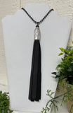 Silver Spoon Necklace - Black, White and Teal