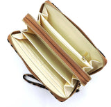 Leopard Tan Double Zip Around Wallet Wristlet